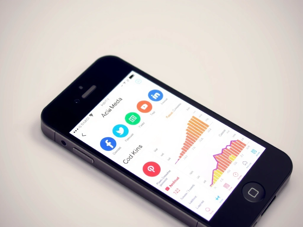 A smartphone displaying social media icons and analytics, symbolizing digital marketing strategies and audience engagement.