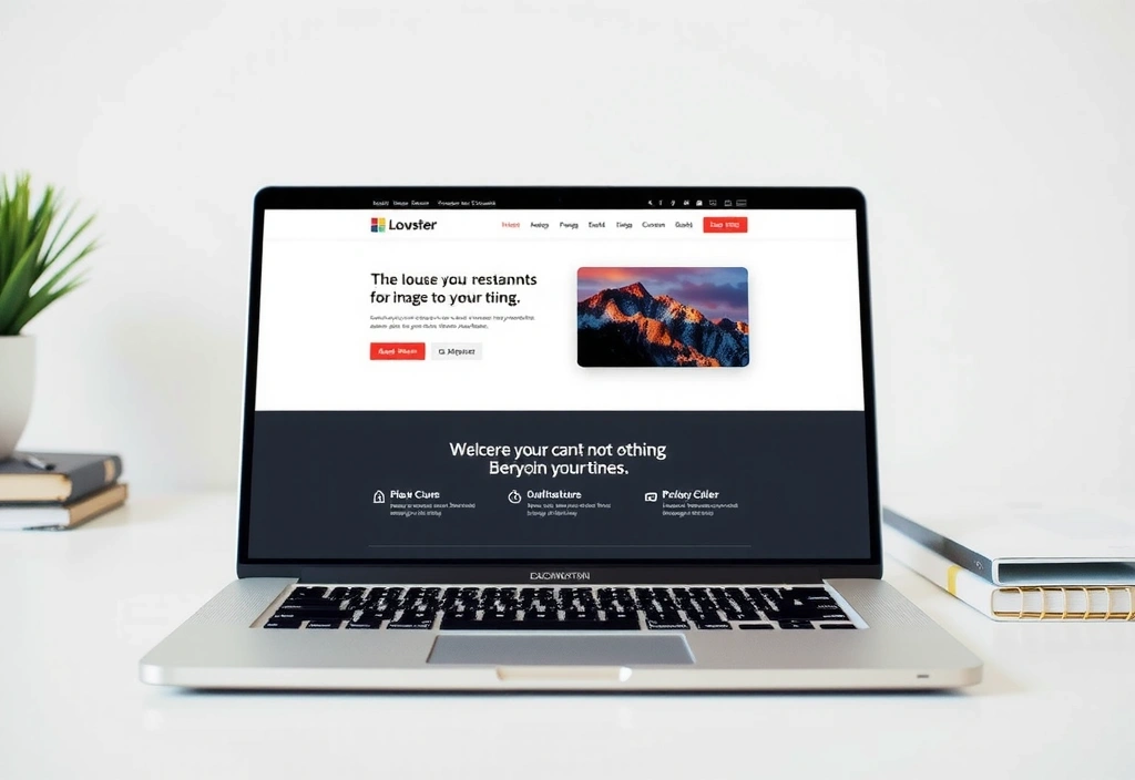 Laptop displaying a modern website interface with clean design and interactive elements.